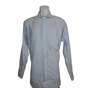 BROOKS BROTHERS Regent Dress Shirt Men 16 - 2/3 Non Iron Blue Red Check Cotton